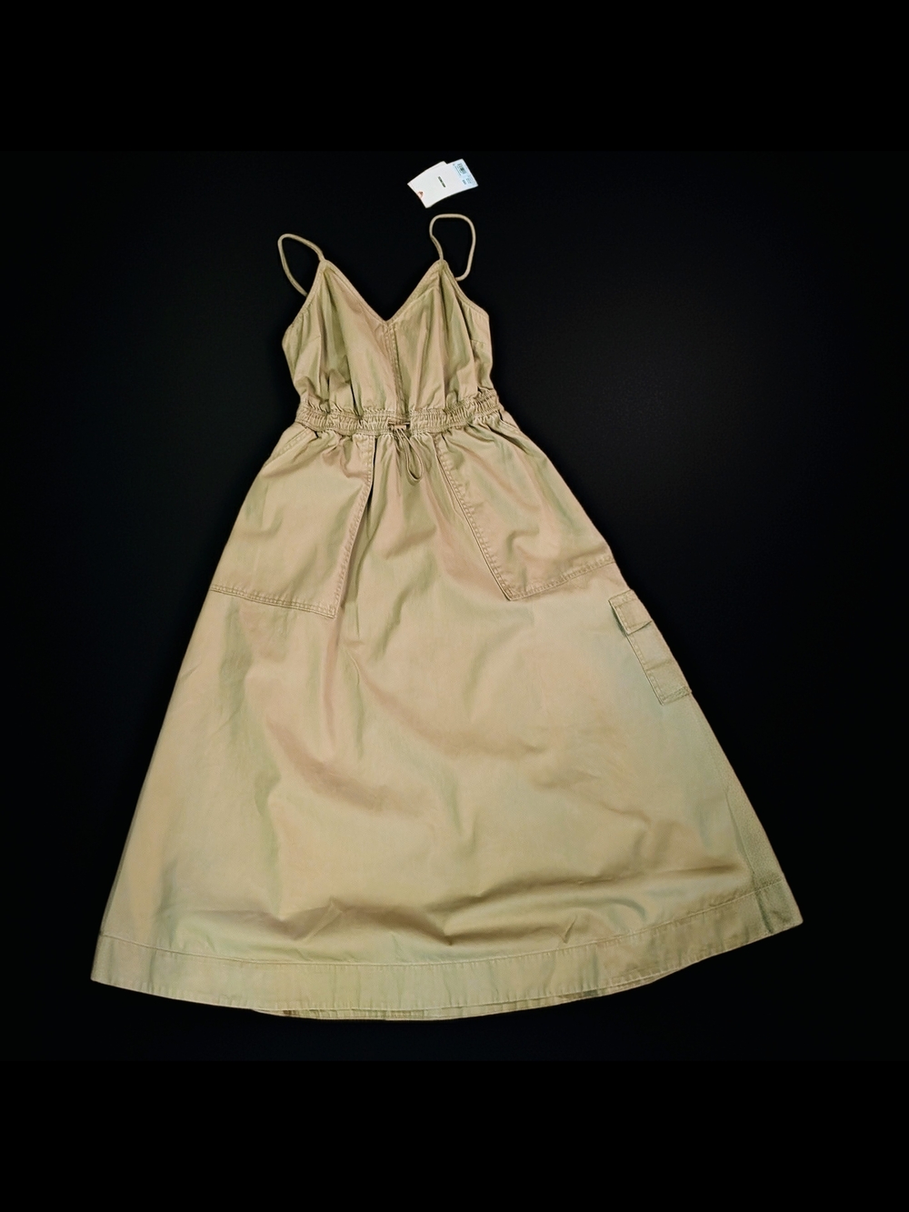 NWT Woolrich Khaki Midi Cargo Dress w/ Spaghetti Straps Size XXS